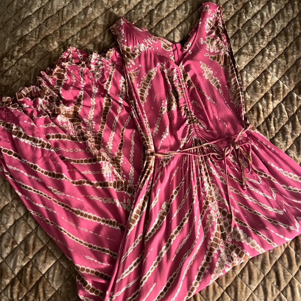 Pink and Brown Maxi Dress